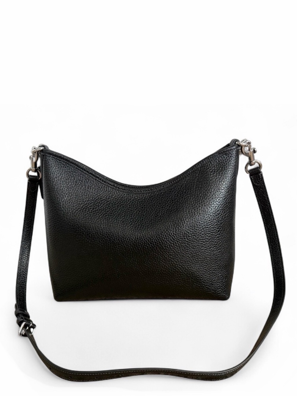 COACH Laurel Shoulder Bag Black Pebbled Leather with Silver Chain Accent - Picture 2 of 10